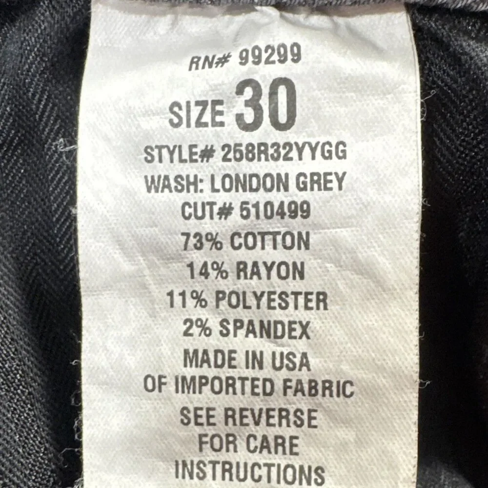 Divine Rights of Denim Slim Straight Jeans 30 (31x31.5) Gray Denim Stretch Women